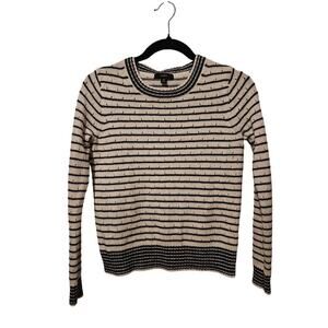 J. Crew Wool Alpaca Pointelle Stripe Sweater | Crewneck XS |‎ Minimalist Preppy